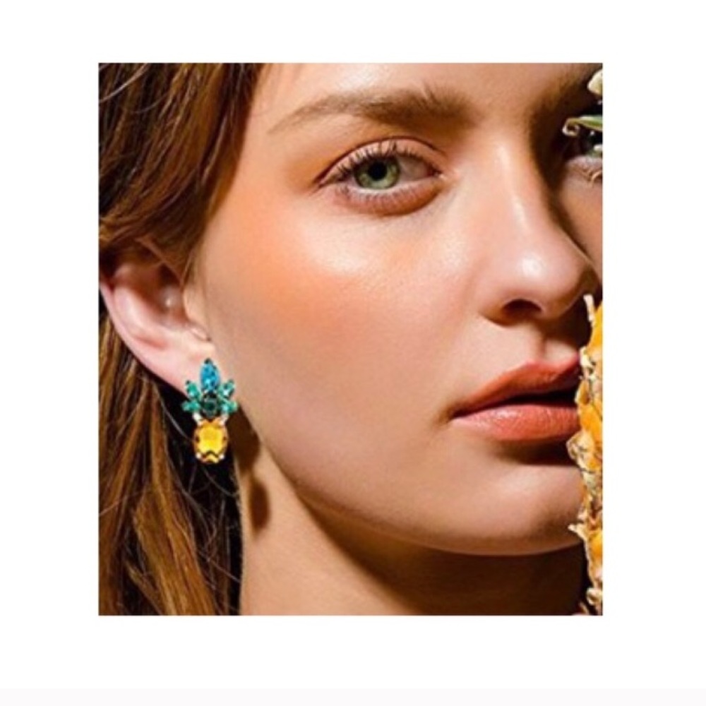 Sparkly Pineapple Earrings - Picture 2 of 7
